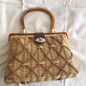 Vintage wicker small lady handbag